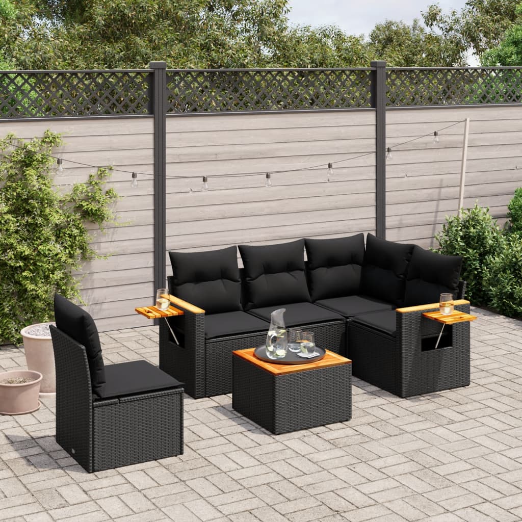 8721102469145_m_en_hd_1 vidaXL 6 Piece Garden Sofa Set with Cushions Black Poly Rattan - Image 1