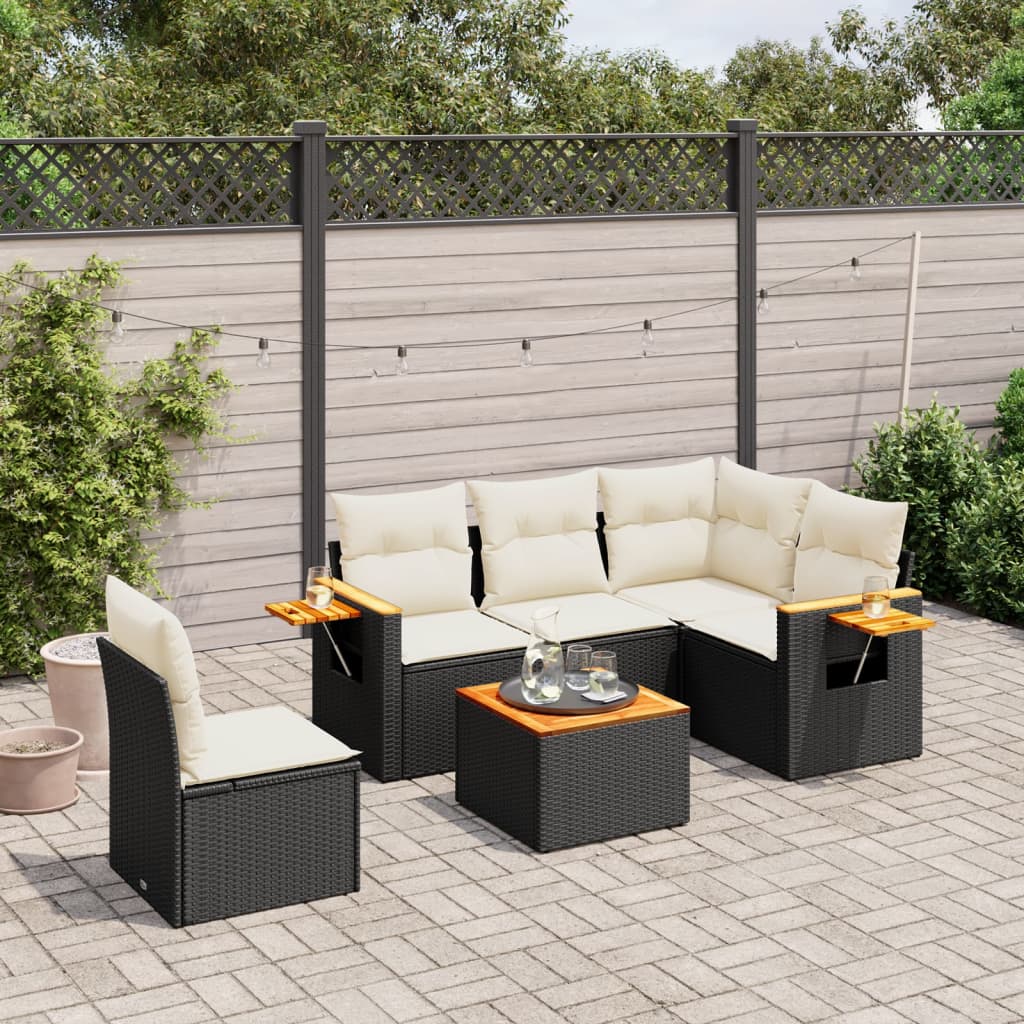 8721102469152_m_en_hd_1 vidaXL 6 Piece Garden Sofa Set with Cushions Black Poly Rattan - Image 1