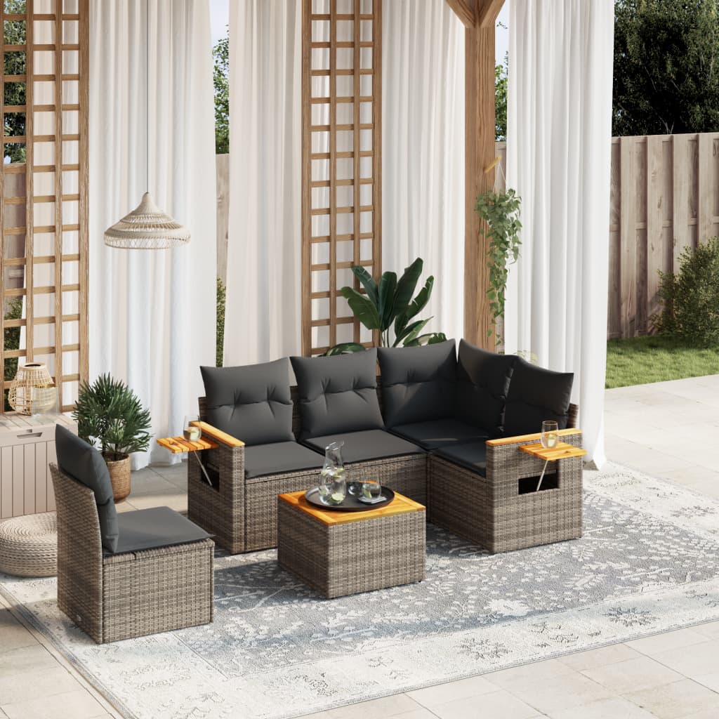 8721102469190_m_en_hd_1 vidaXL 6 Piece Garden Sofa Set with Cushions Grey Poly Rattan - Image 1