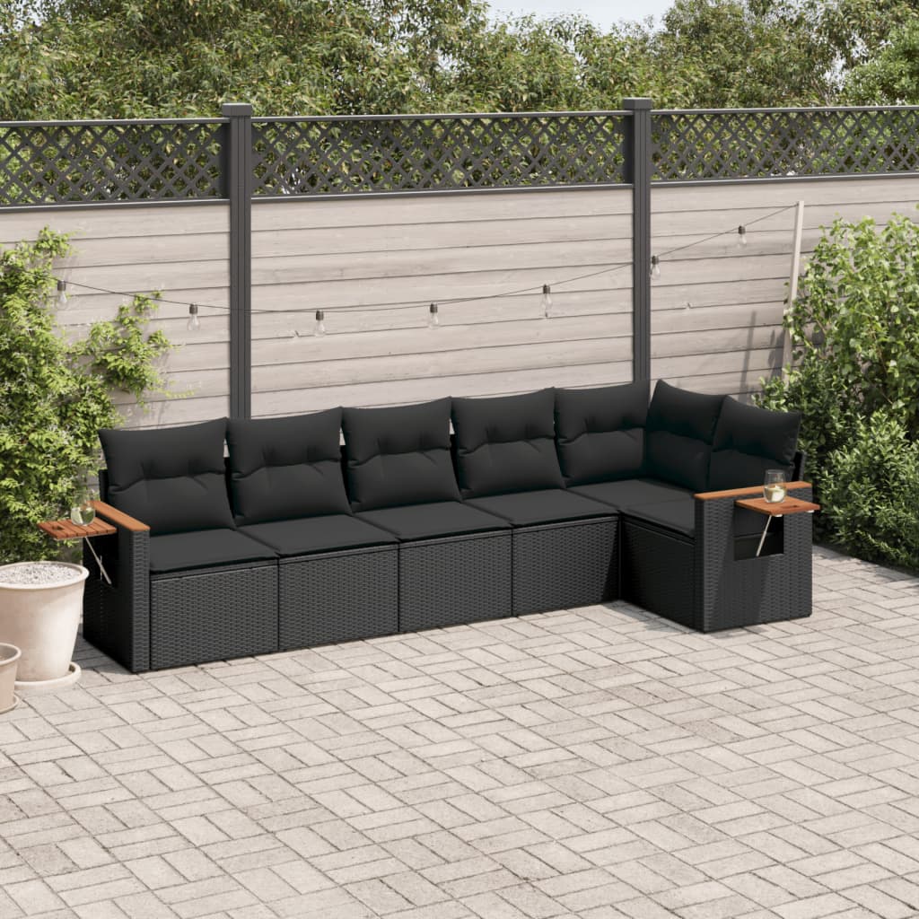 8721102469213_m_en_hd_1 vidaXL 6 Piece Garden Sofa Set with Cushions Black Poly Rattan - Image 1