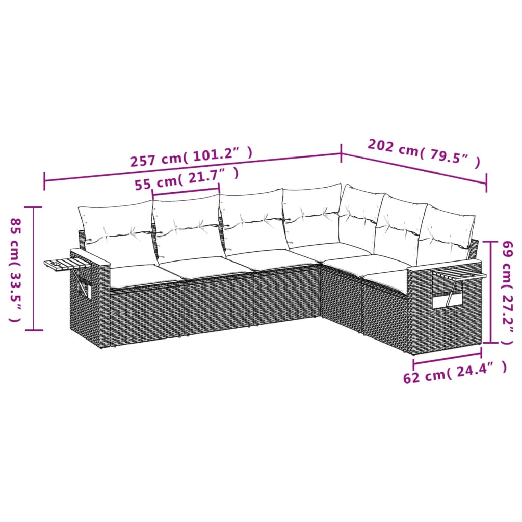 8721102469350_g_en_hd_1 vidaXL 6 Piece Garden Sofa Set with Cushions Black Poly Rattan - Image 3
