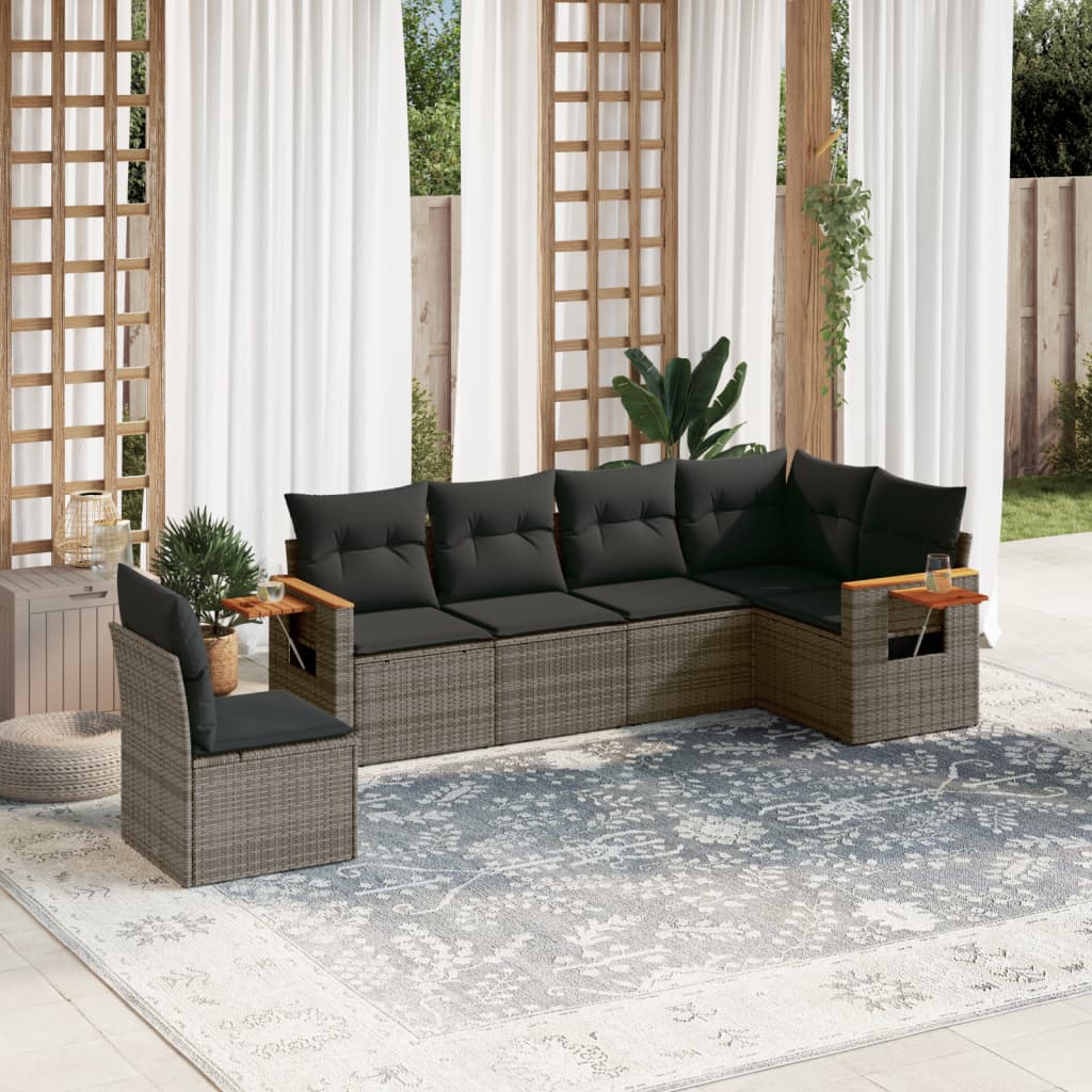 8721102469541_m_en_hd_1 vidaXL 6 Piece Garden Sofa Set with Cushions Grey Poly Rattan - Image 1