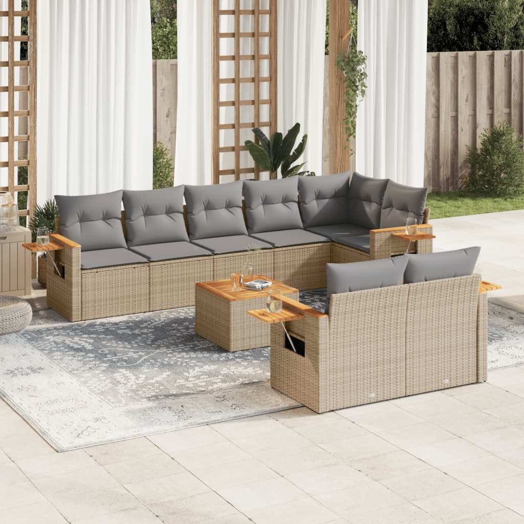 8721102470936_m_en_hd_1 vidaXL 9 Piece Garden Sofa Set with Cushions Beige Poly Rattan - Image 1
