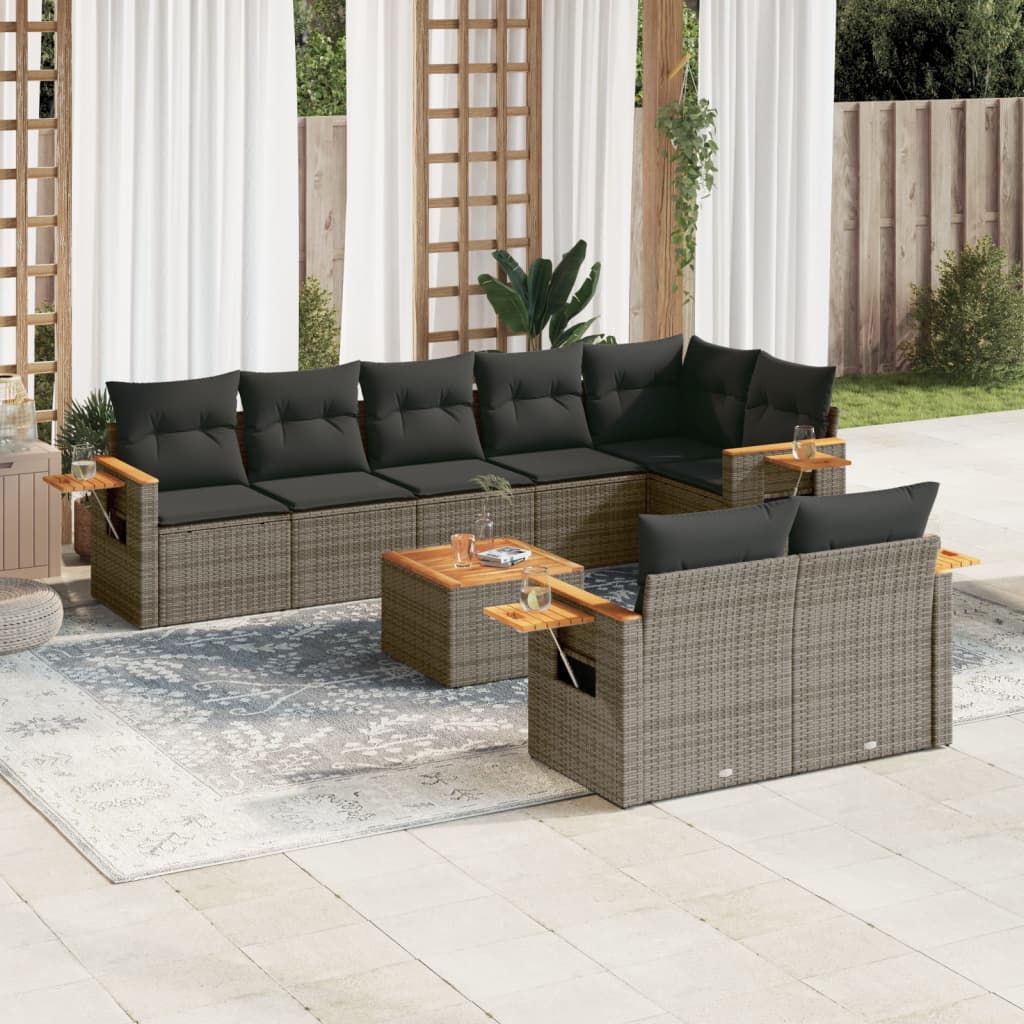 8721102470943_m_en_hd_1 vidaXL 9 Piece Garden Sofa Set with Cushions Grey Poly Rattan - Image 1