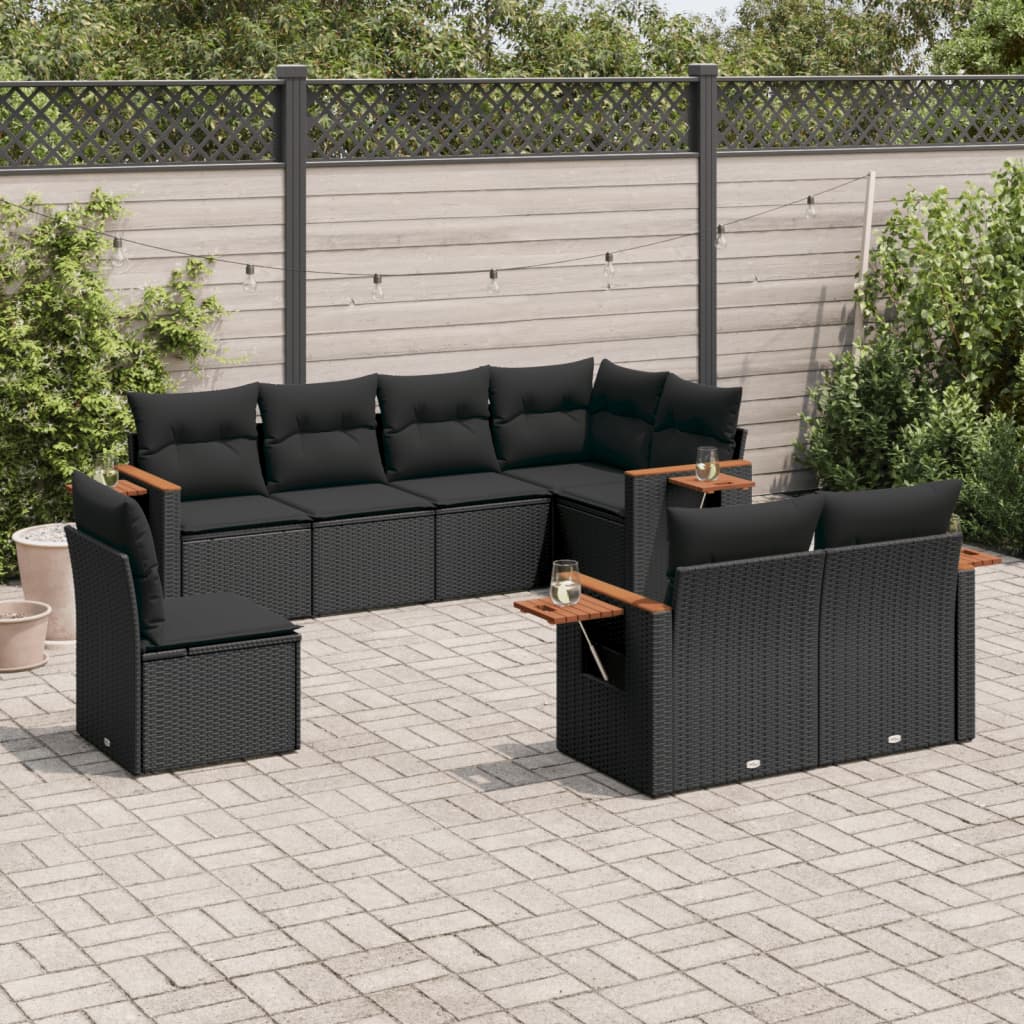 8721102470967_m_en_hd_1 vidaXL 8 Piece Garden Sofa Set with Cushions Black Poly Rattan - Image 1