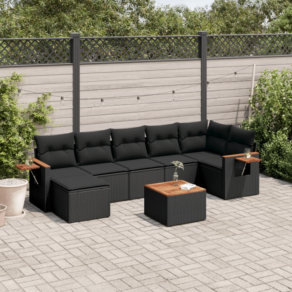 8721102471315_m_en_hd_1 vidaXL 8 Piece Garden Sofa Set with Cushions Black Poly Rattan - Image 1
