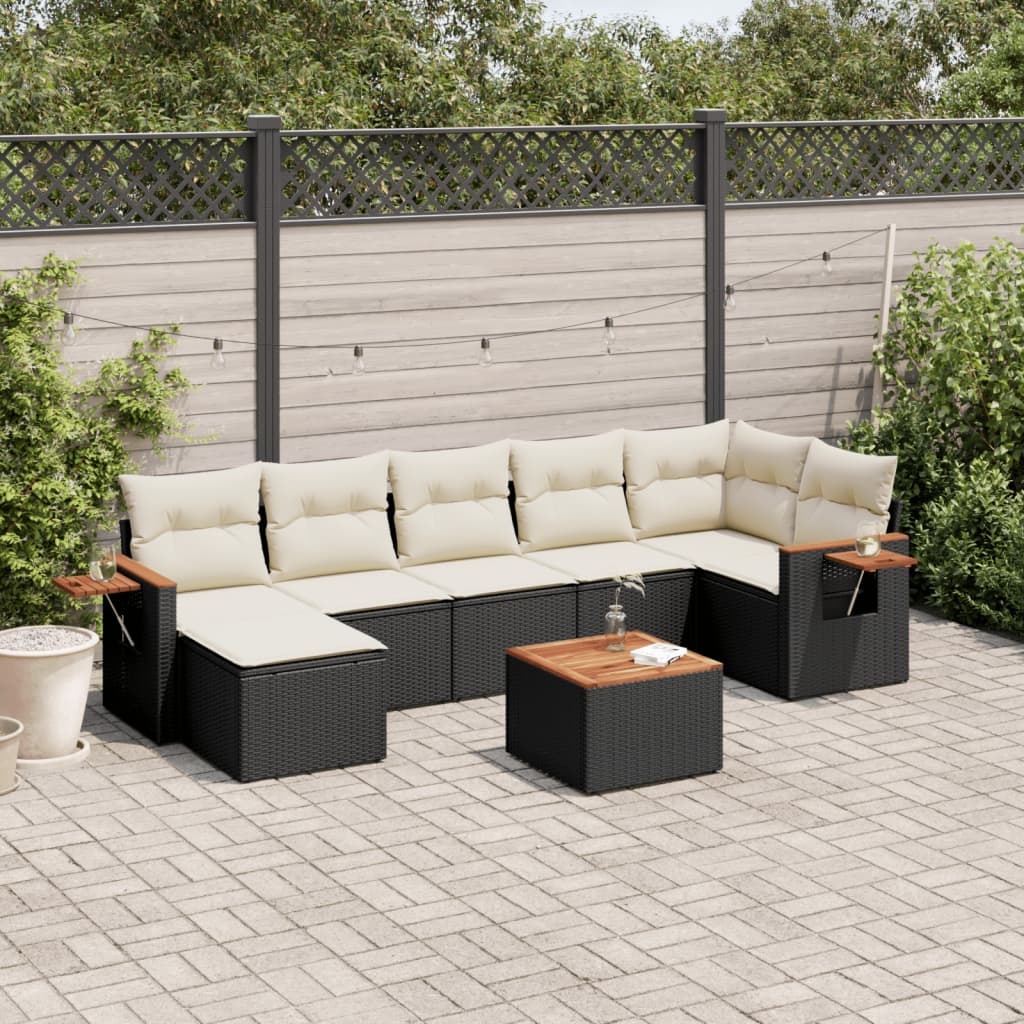 8721102471322_m_en_hd_1 vidaXL 8 Piece Garden Sofa Set with Cushions Black Poly Rattan - Image 1
