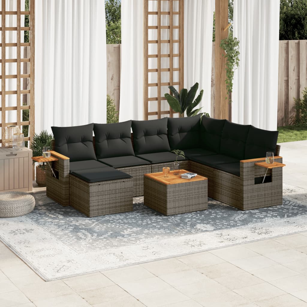 8721102471506_m_en_hd_1 vidaXL 8 Piece Garden Sofa Set with Cushions Grey Poly Rattan - Image 1