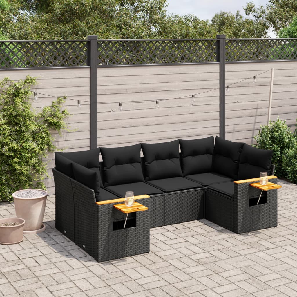 8721102471940_m_en_hd_1 vidaXL 6 Piece Garden Sofa Set with Cushions Black Poly Rattan - Image 1