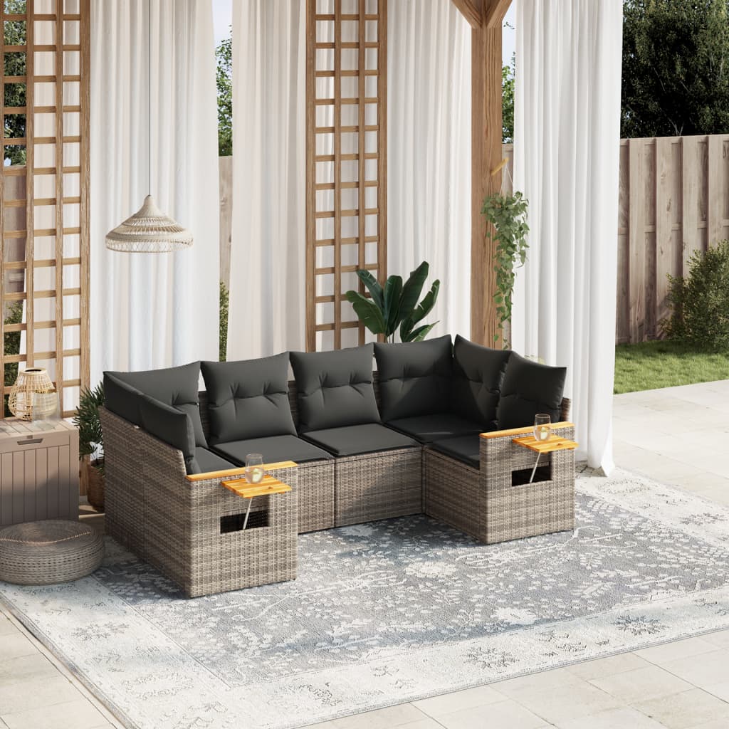 8721102471995_m_en_hd_1 vidaXL 6 Piece Garden Sofa Set with Cushions Grey Poly Rattan - Image 1