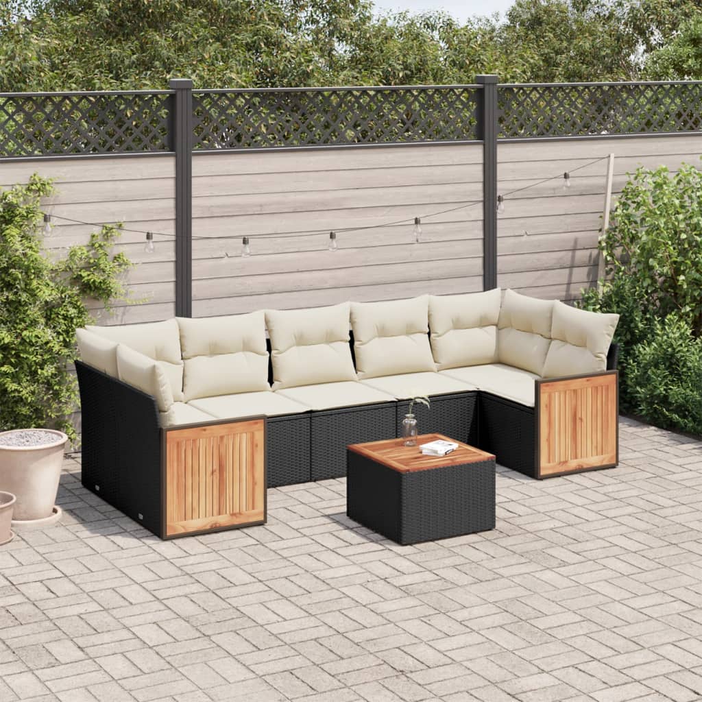 8721102475870_m_en_hd_1 vidaXL 8 Piece Garden Sofa Set with Cushions Black Poly Rattan - Image 1