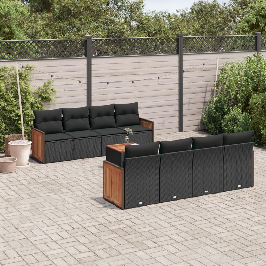 8721102475931_m_en_hd_1 vidaXL 9 Piece Garden Sofa Set with Cushions Black Poly Rattan - Image 1