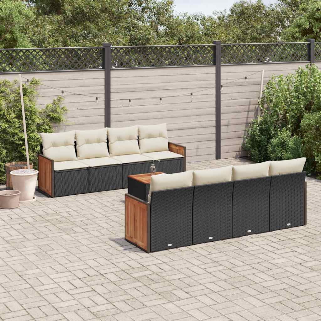 8721102475948_m_en_hd_1 vidaXL 9 Piece Garden Sofa Set with Cushions Black Poly Rattan - Image 1
