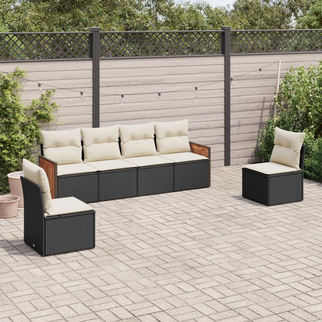 8721102476365_m_en_hd_1 vidaXL 6 Piece Garden Sofa Set with Cushions Black Poly Rattan - Image 1