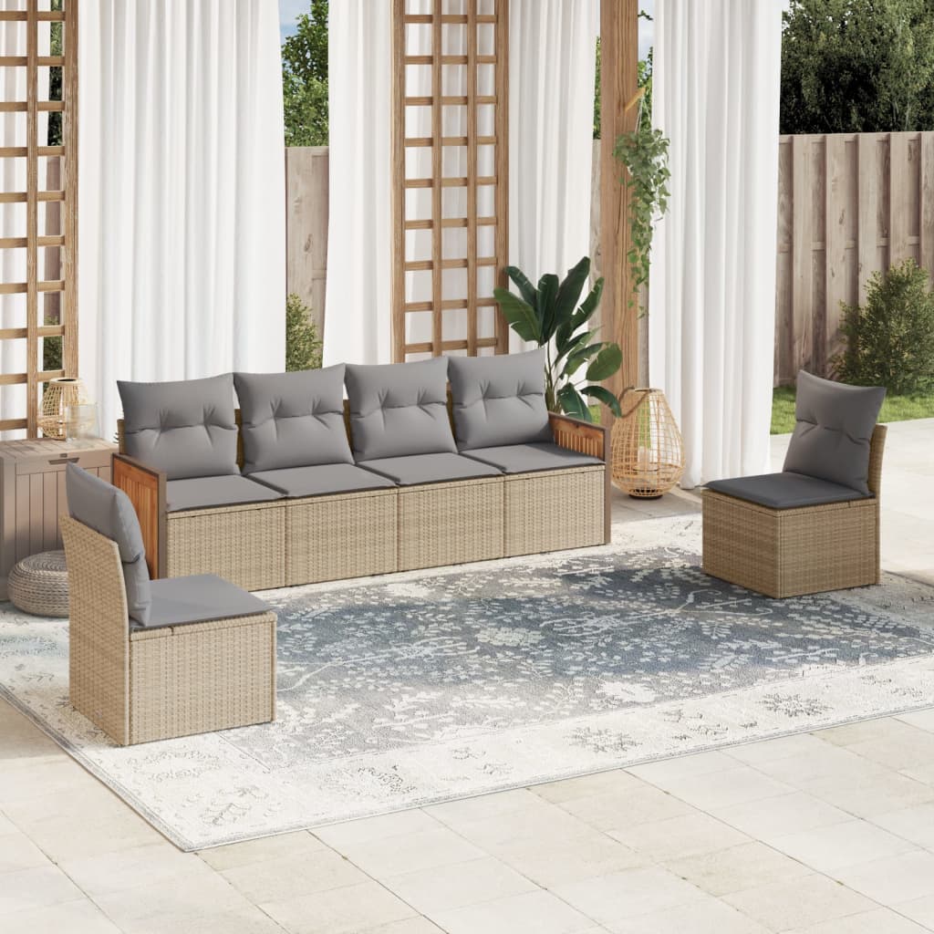 8721102476396_m_en_hd_1 vidaXL 6 Piece Garden Sofa Set with Cushions Beige Poly Rattan - Image 1