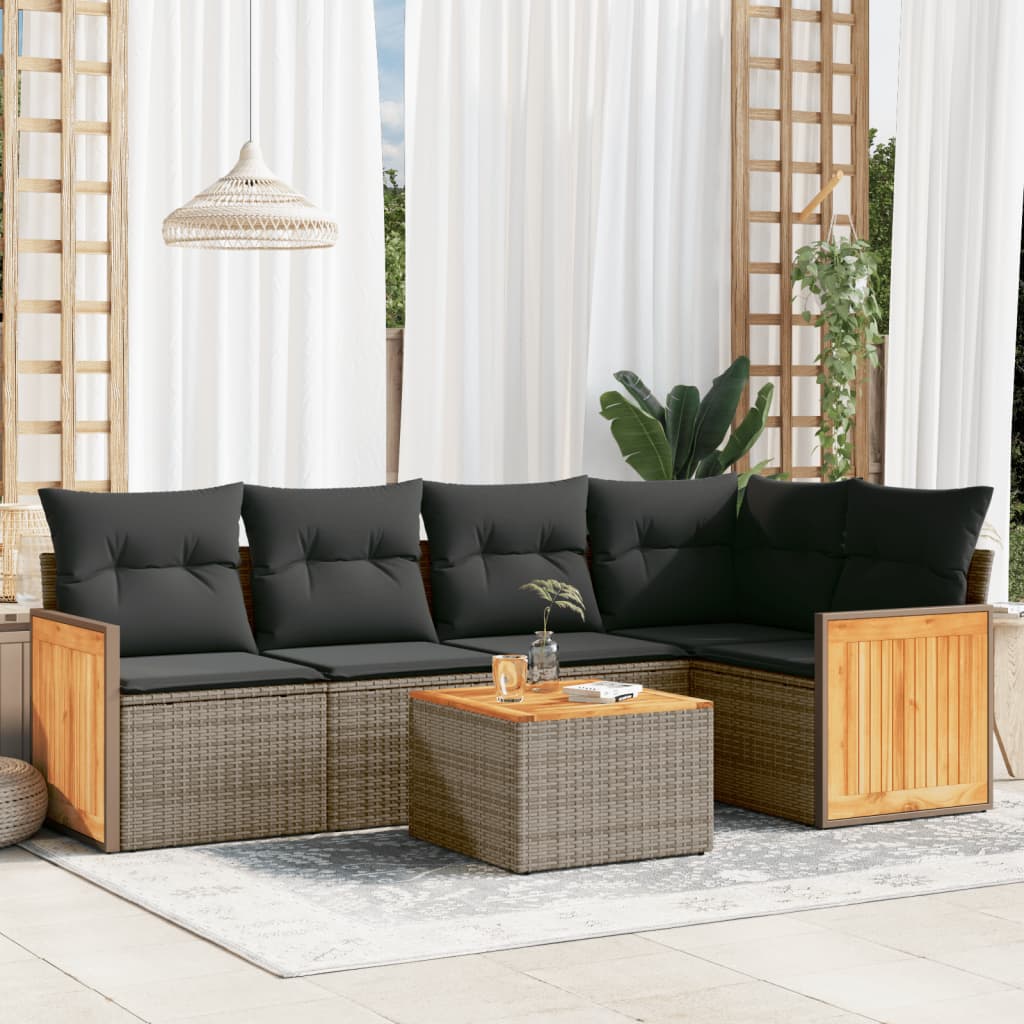 8721102477317_m_en_hd_1 vidaXL 6 Piece Garden Sofa Set with Cushions Grey Poly Rattan - Image 1