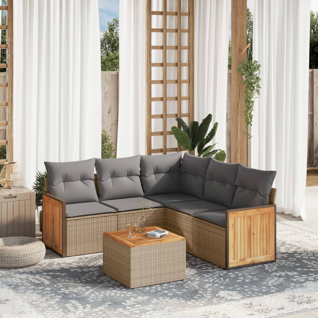 8721102477447_m_en_hd_1 vidaXL 6 Piece Garden Sofa Set with Cushions Beige Poly Rattan - Image 1