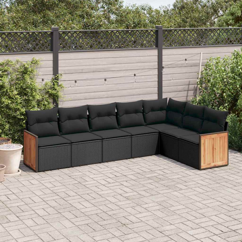 8721102478031_m_en_hd_1 vidaXL 7 Piece Garden Sofa Set with Cushions Black Poly Rattan - Image 1