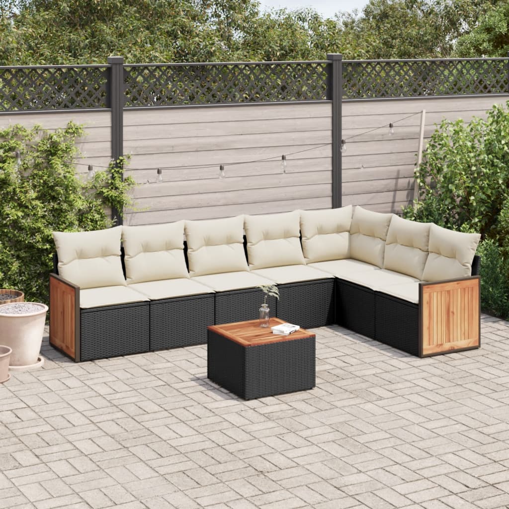 8721102478116_m_en_hd_1 vidaXL 8 Piece Garden Sofa Set with Cushions Black Poly Rattan - Image 1