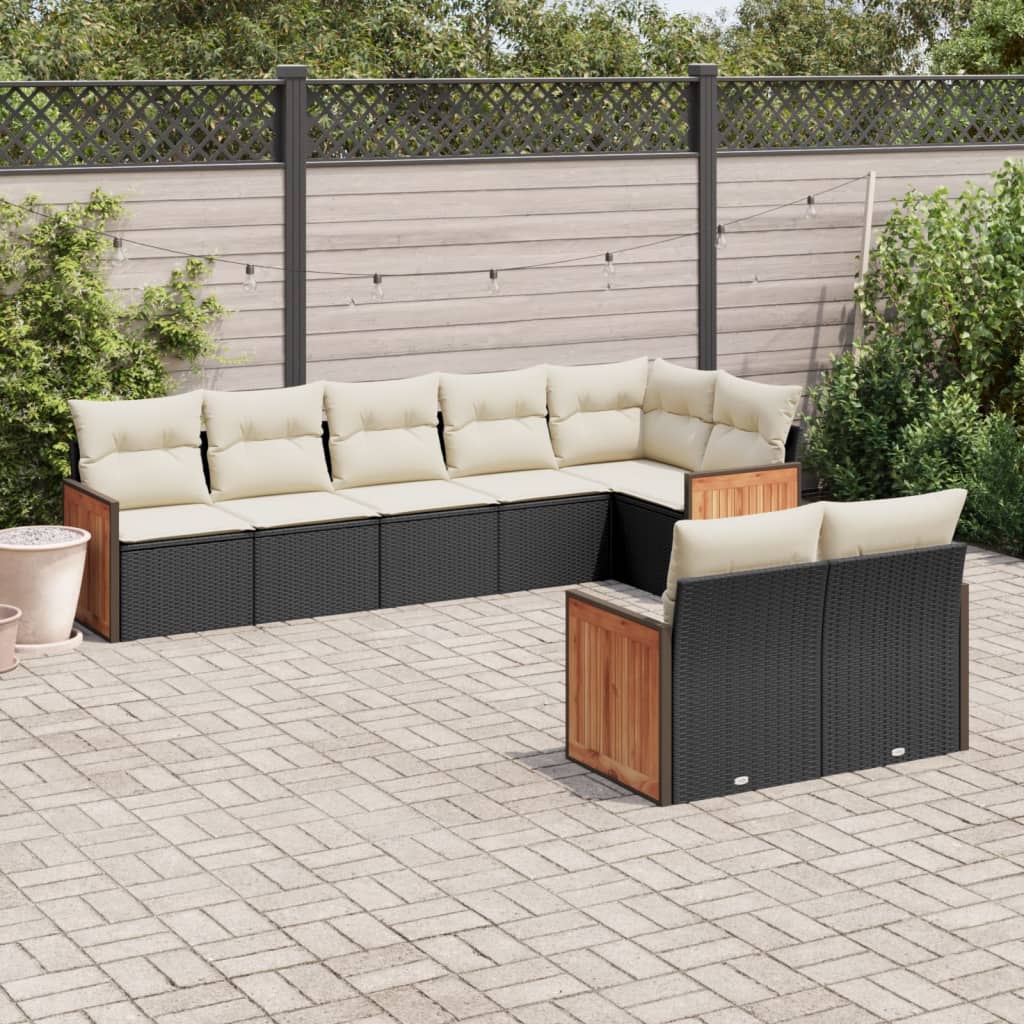 8721102479236_m_en_hd_1 vidaXL 8 Piece Garden Sofa Set with Cushions Black Poly Rattan - Image 1