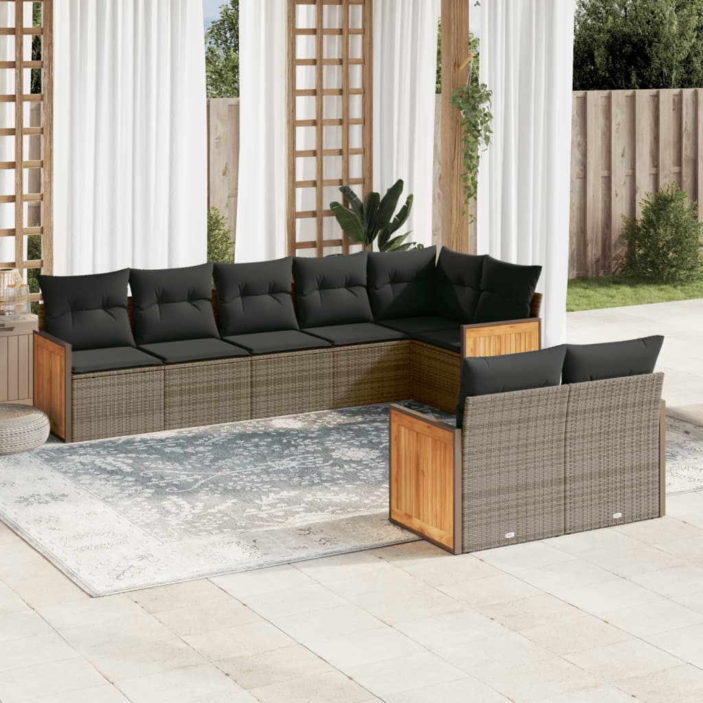 8721102479274_m_en_hd_1 vidaXL 8 Piece Garden Sofa Set with Cushions Grey Poly Rattan - Image 1