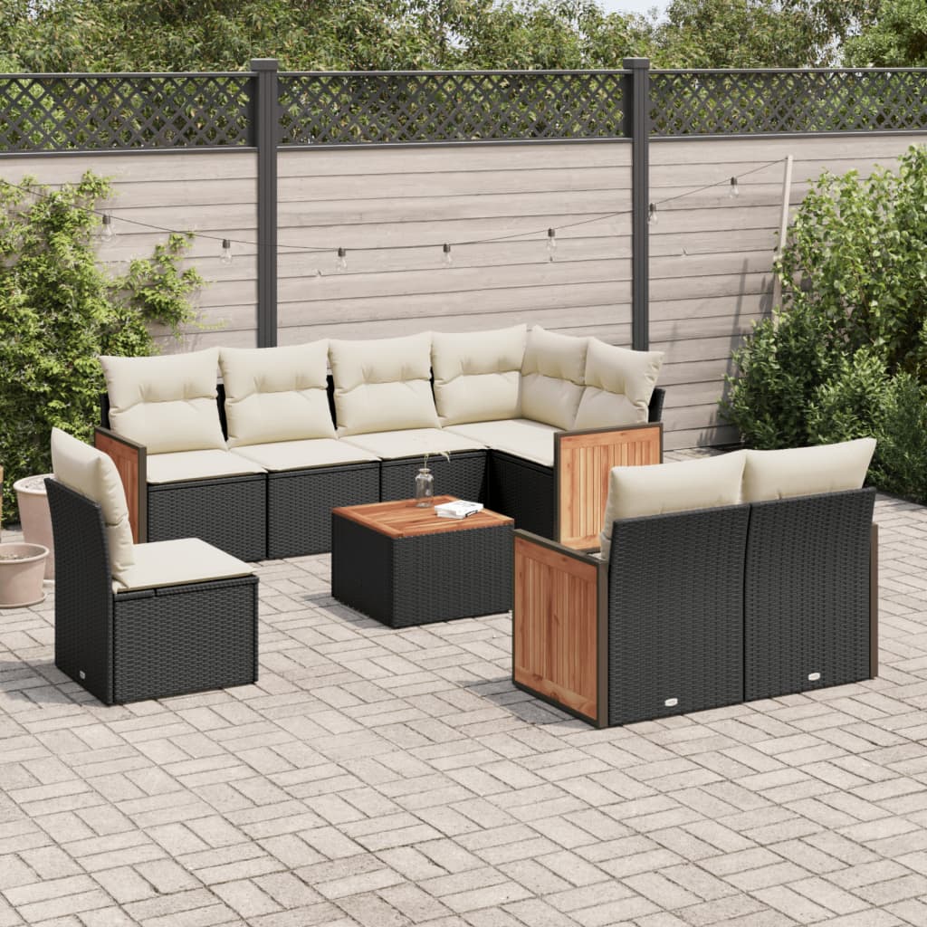 8721102479441_m_en_hd_1 vidaXL 9 Piece Garden Sofa Set with Cushions Black Poly Rattan - Image 1
