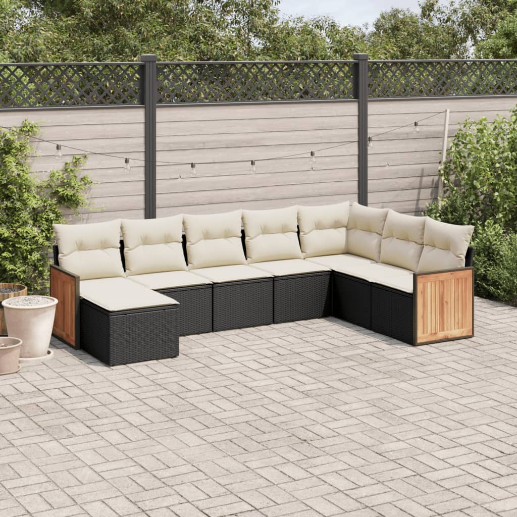 8721102480218_m_en_hd_1 vidaXL 8 Piece Garden Sofa Set with Cushions Black Poly Rattan - Image 1