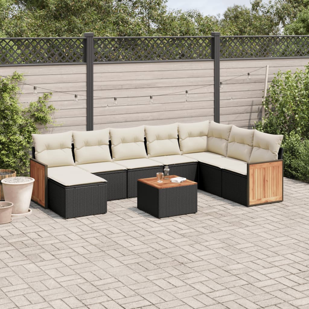 8721102480287_m_en_hd_1 vidaXL 9 Piece Garden Sofa Set with Cushions Black Poly Rattan - Image 1