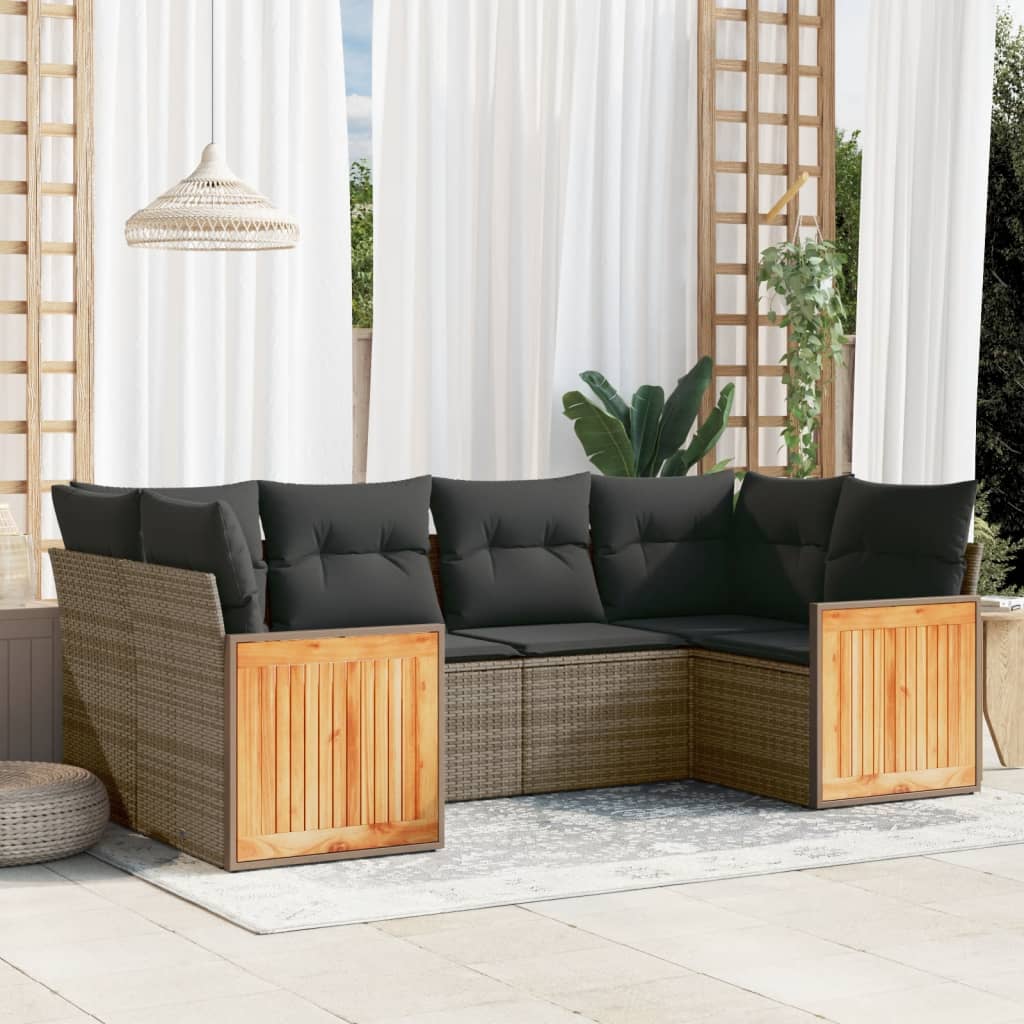 8721102480393_m_en_hd_1 vidaXL 6 Piece Garden Sofa Set with Cushions Grey Poly Rattan - Image 1