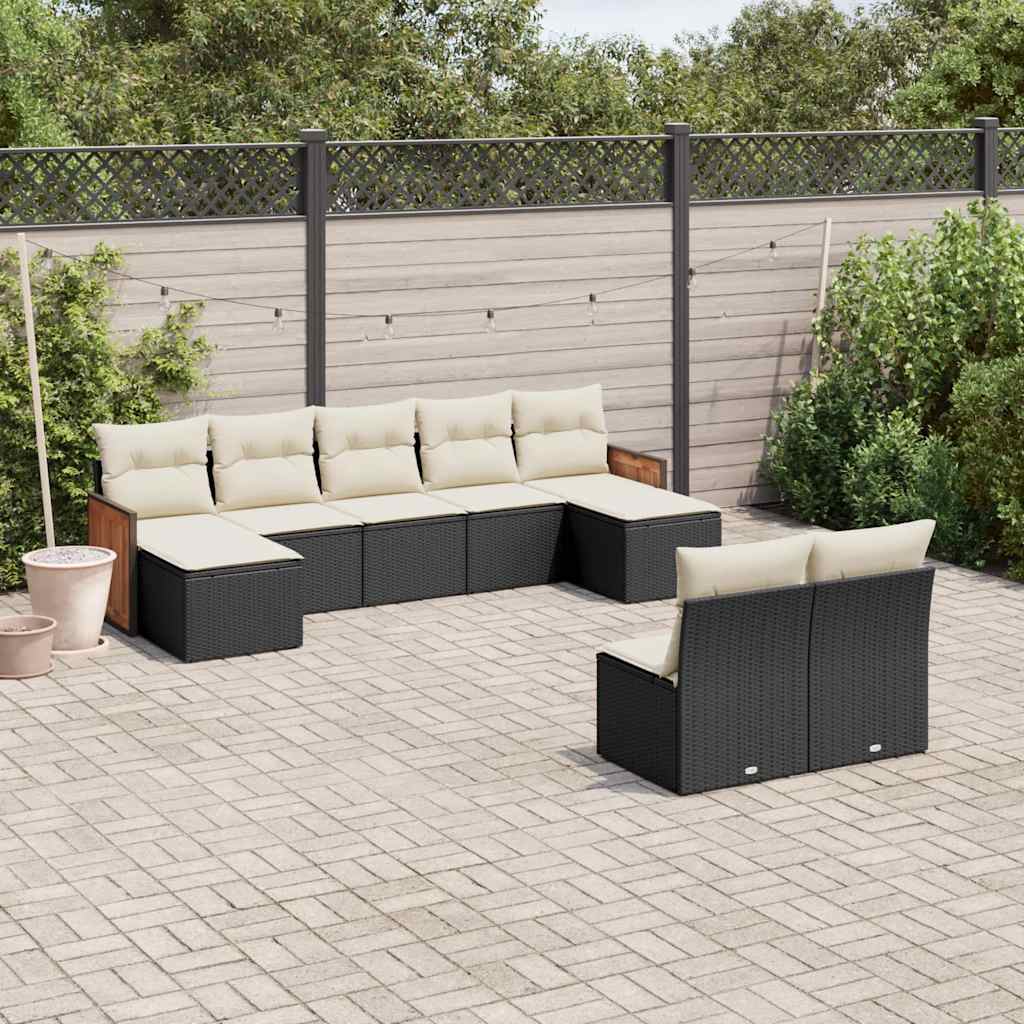 8721102481475_m_en_hd_1 vidaXL 9 Piece Garden Sofa Set with Cushions Black Poly Rattan - Image 1
