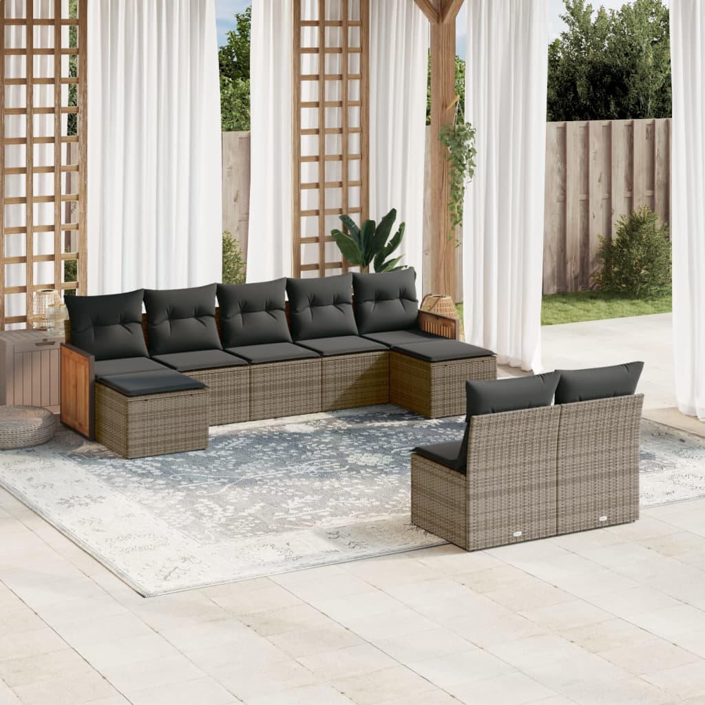 8721102481512_m_en_hd_1 vidaXL 9 Piece Garden Sofa Set with Cushions Grey Poly Rattan - Image 1