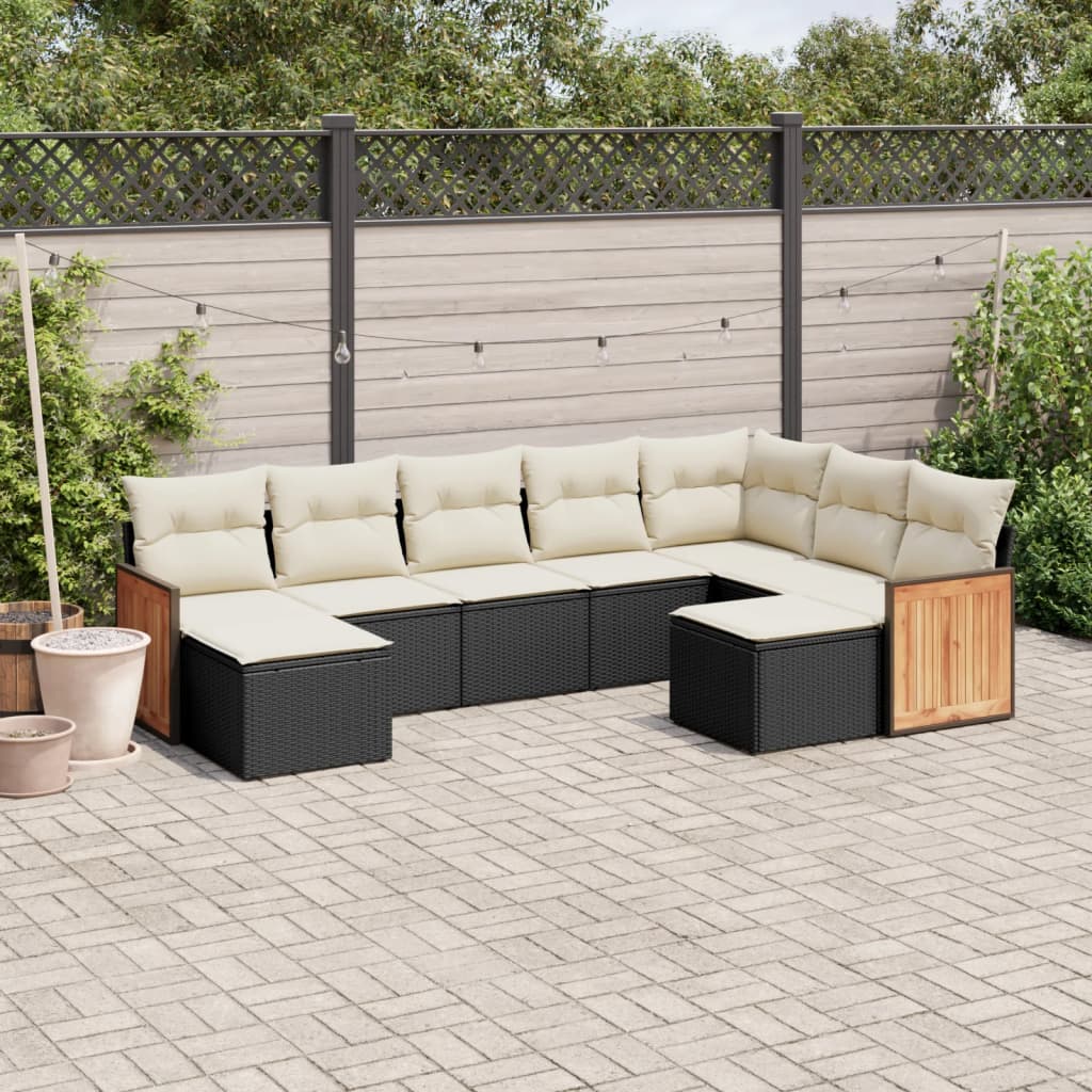 8721102483158_m_en_hd_1 vidaXL 9 Piece Garden Sofa Set with Cushions Black Poly Rattan - Image 1