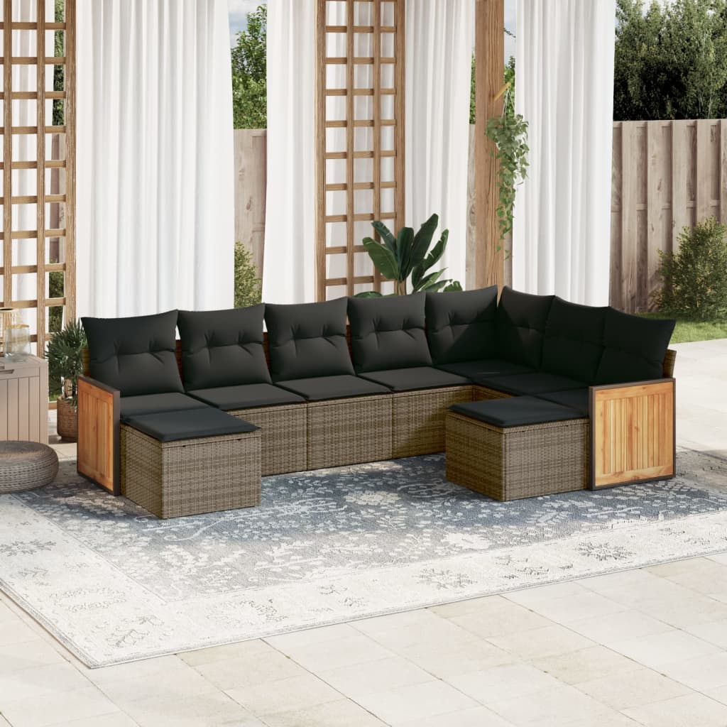 8721102483196_m_en_hd_1 vidaXL 9 Piece Garden Sofa Set with Cushions Grey Poly Rattan - Image 1