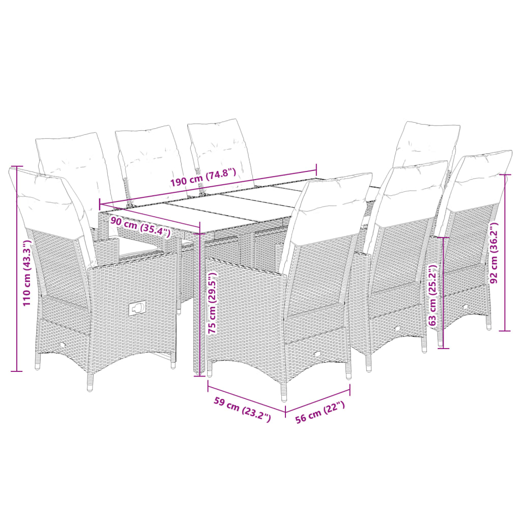 8721102484131_g_en_hd_6 vidaXL 9 Piece Garden Dining Set with Cushions Black Poly Rattan - Image 8