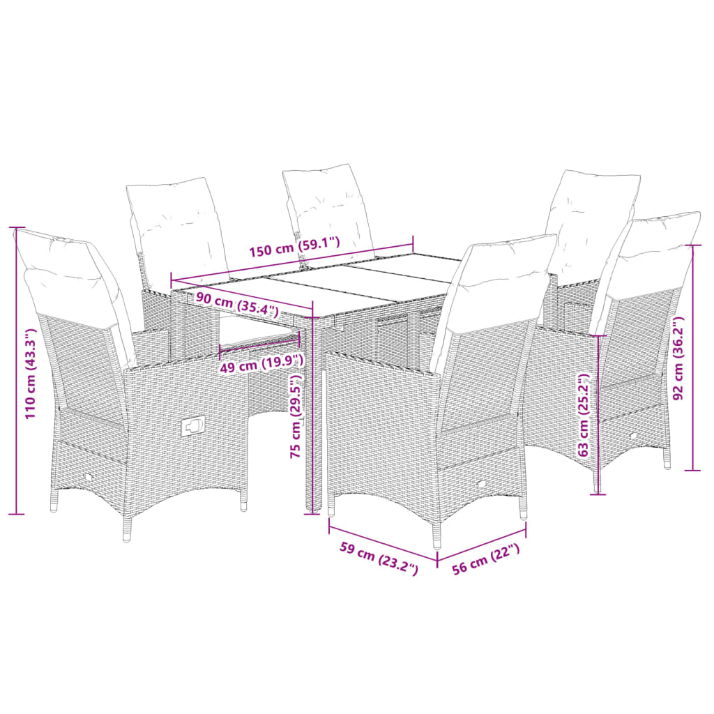 8721102484216_g_en_hd_5 vidaXL 7 Piece Garden Dining Set with Cushions Black Poly Rattan - Image 7