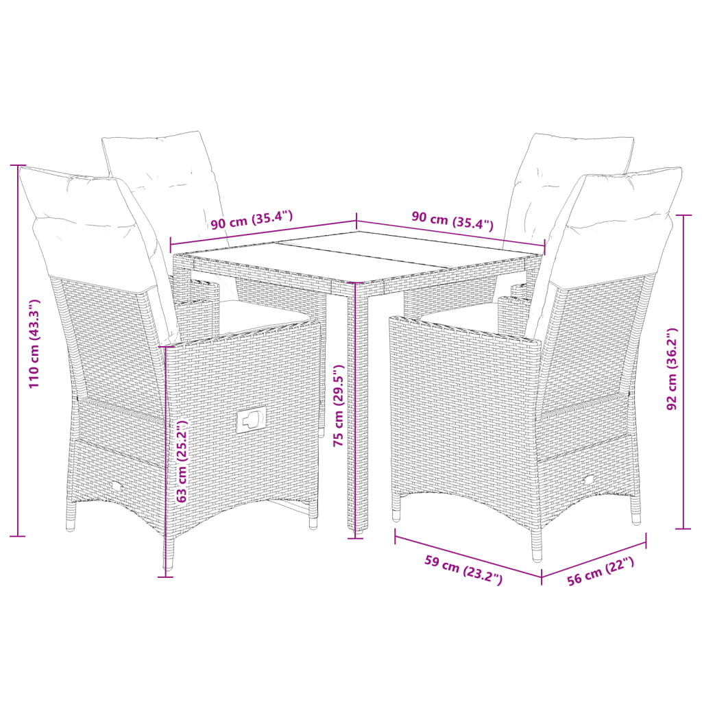8721102484513_g_en_hd_7 vidaXL 5 Piece Garden Dining Set with Cushions Grey Poly Rattan - Image 9