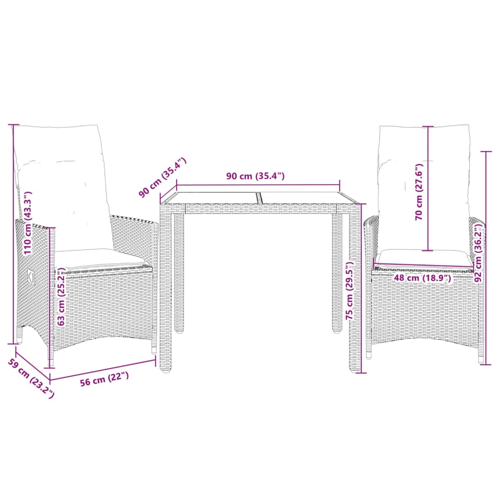 8721102484612_g_en_hd_5 vidaXL 3 Piece Bistro Set with Cushions Grey Poly Rattan - Image 7