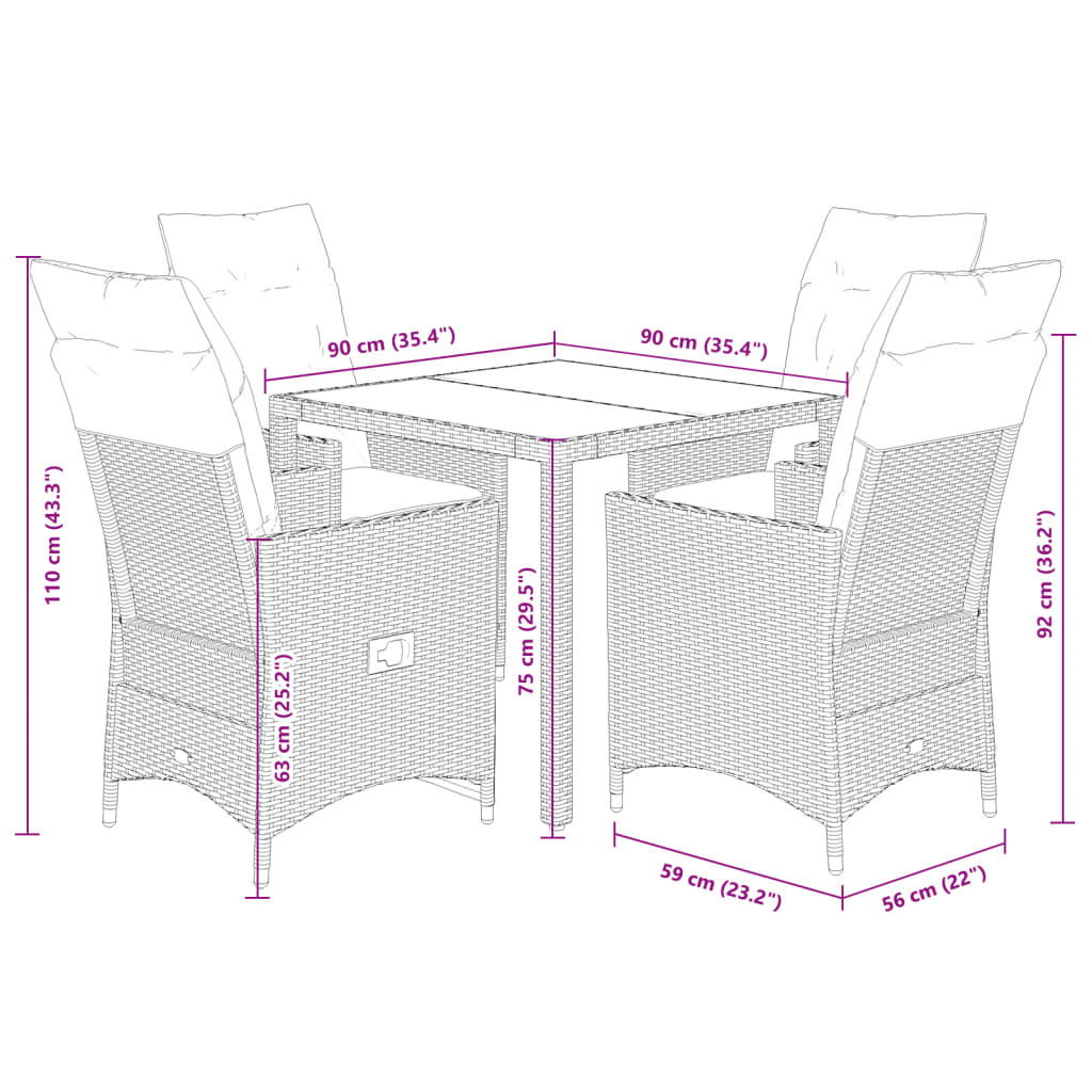 8721102484636_g_en_hd_7 vidaXL 5 Piece Garden Dining Set with Cushions Grey Poly Rattan - Image 9