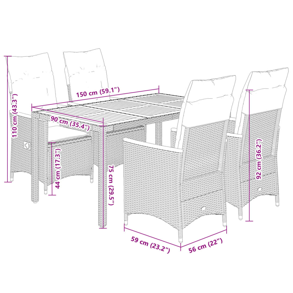 8721102485602_g_en_hd_5 vidaXL 5 Piece Garden Dining Set with Cushions Black Poly Rattan - Image 7