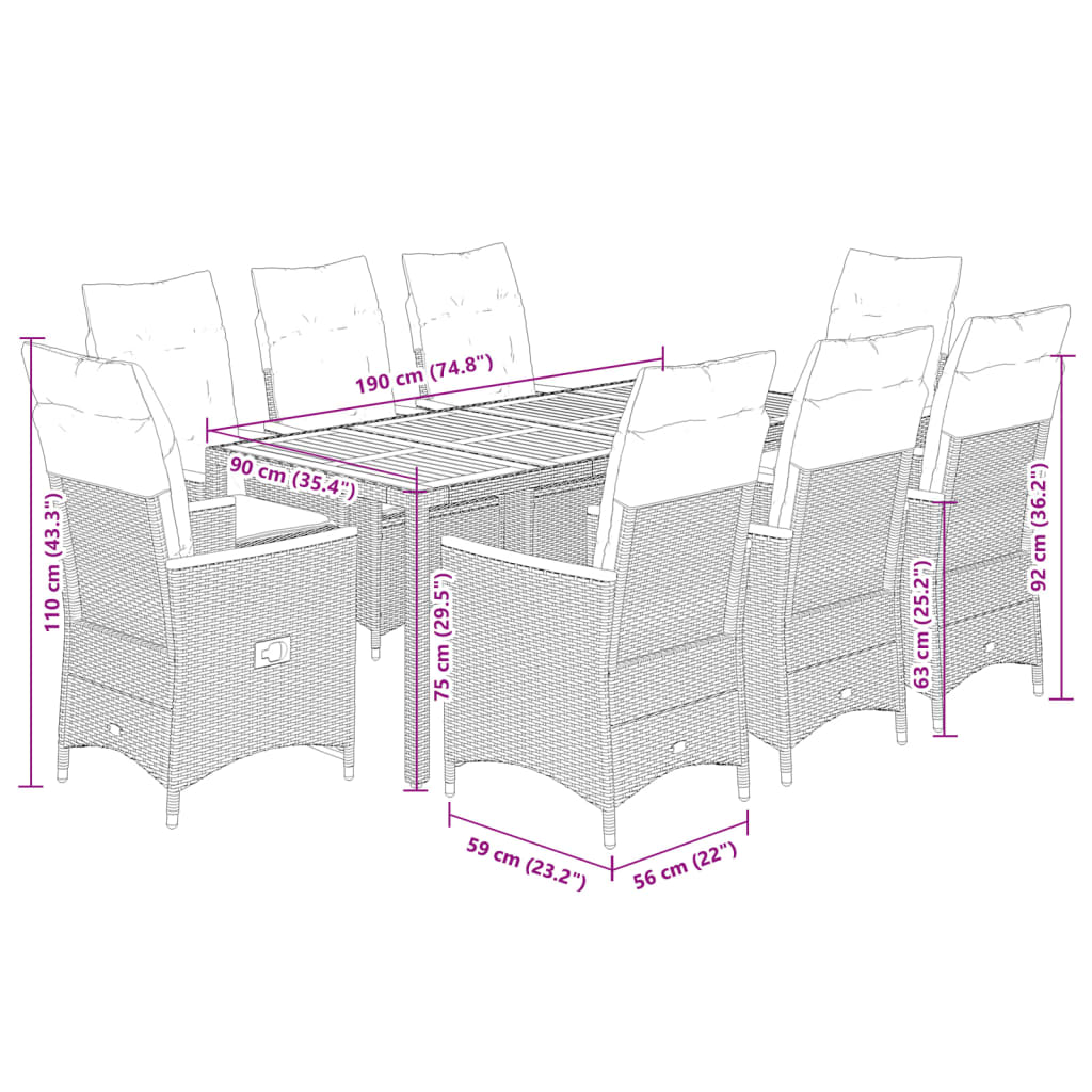 8721102485657_g_en_hd_7 vidaXL 9 Piece Garden Dining Set with Cushions Black Poly Rattan - Image 9