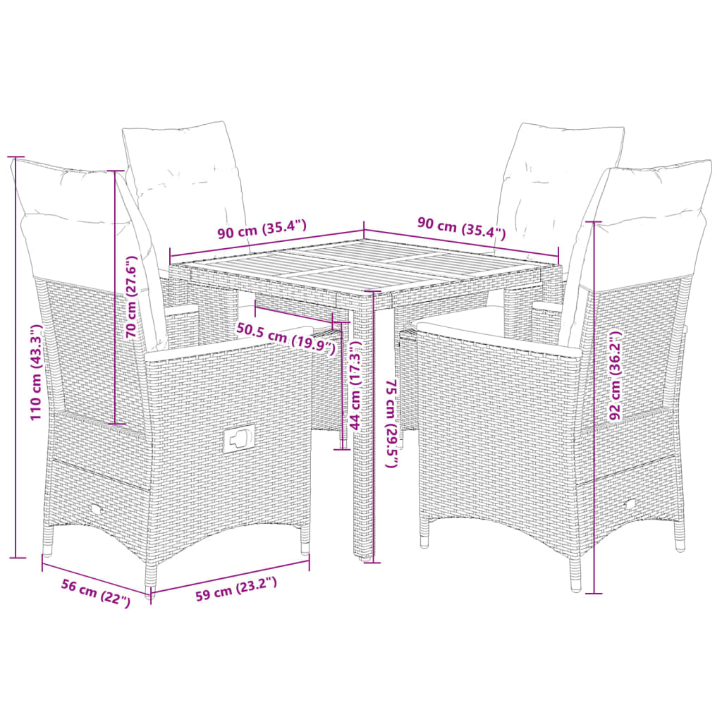 8721102485701_g_en_hd_5 vidaXL 5 Piece Garden Dining Set with Cushions Grey Poly Rattan - Image 7