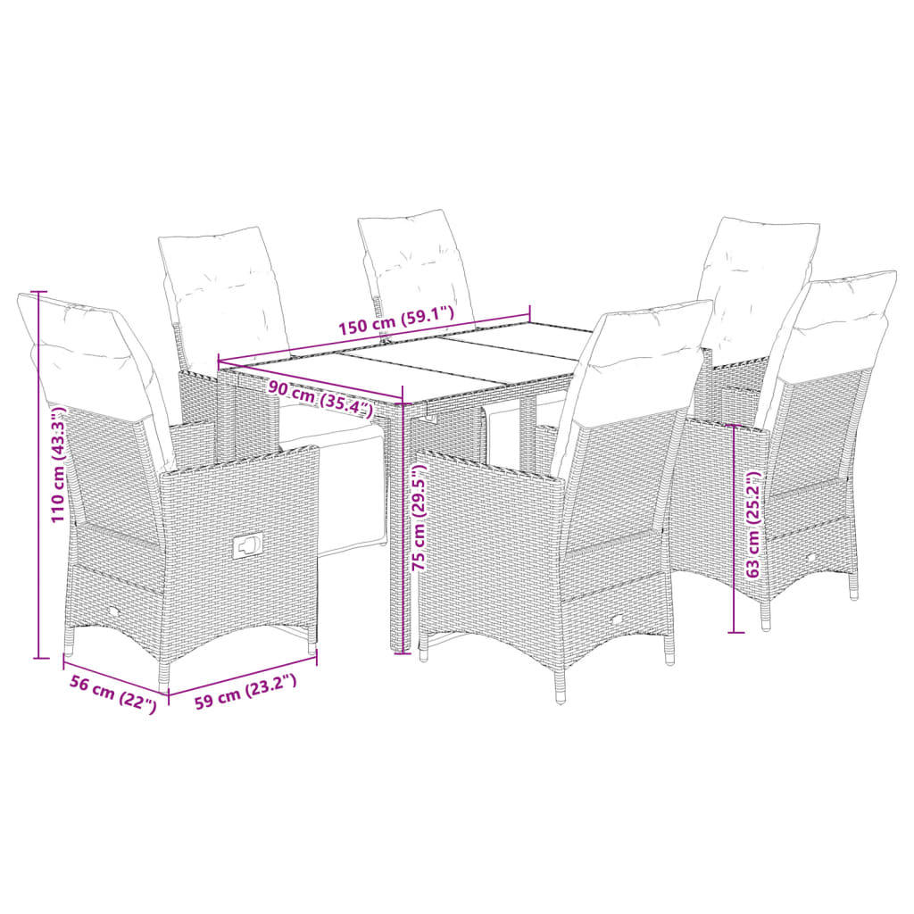 8721102486142_g_en_hd_5 vidaXL 7 Piece Garden Bistro Set with Cushions Grey Poly Rattan - Image 7