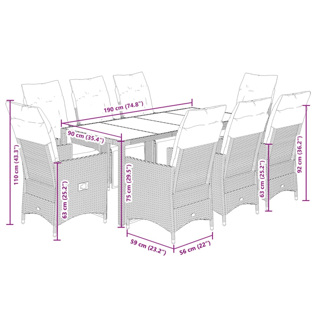 8721102486166_g_en_hd_5 vidaXL 9 Piece Garden Bistro Set with Cushions Grey Poly Rattan - Image 7
