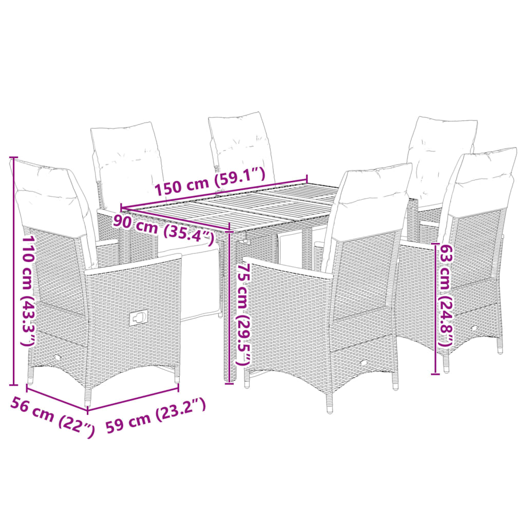 8721102486883_g_en_hd_5 vidaXL 7 Piece Garden Bistro Set with Cushions Black Poly Rattan - Image 7