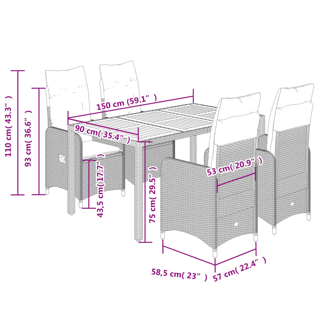 8721102487040_g_en_hd_5 vidaXL 5 Piece Garden Bistro Set with Cushions Black Poly Rattan - Image 7