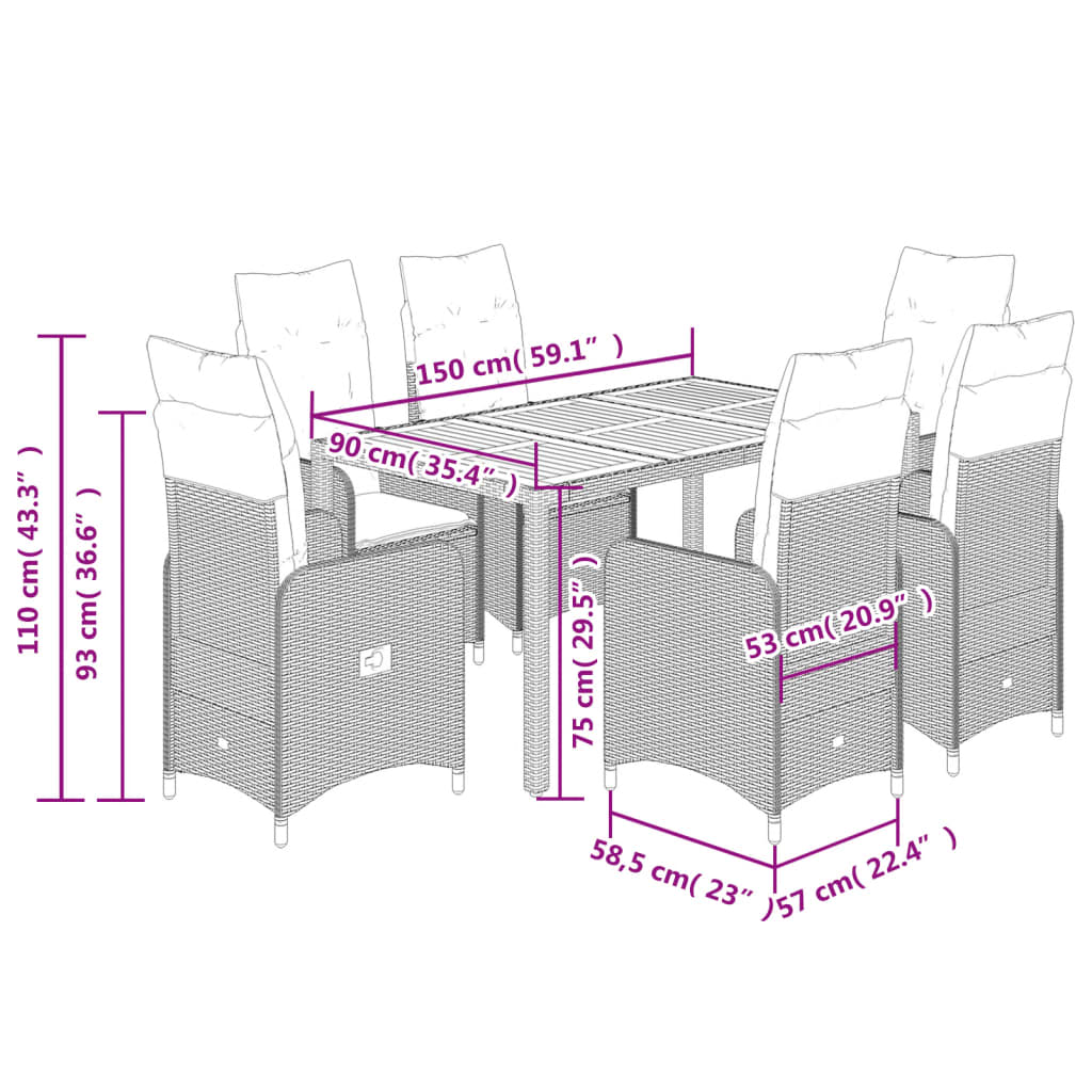 8721102487057_g_en_hd_5 vidaXL 7 Piece Garden Bistro Set with Cushions Black Poly Rattan - Image 7