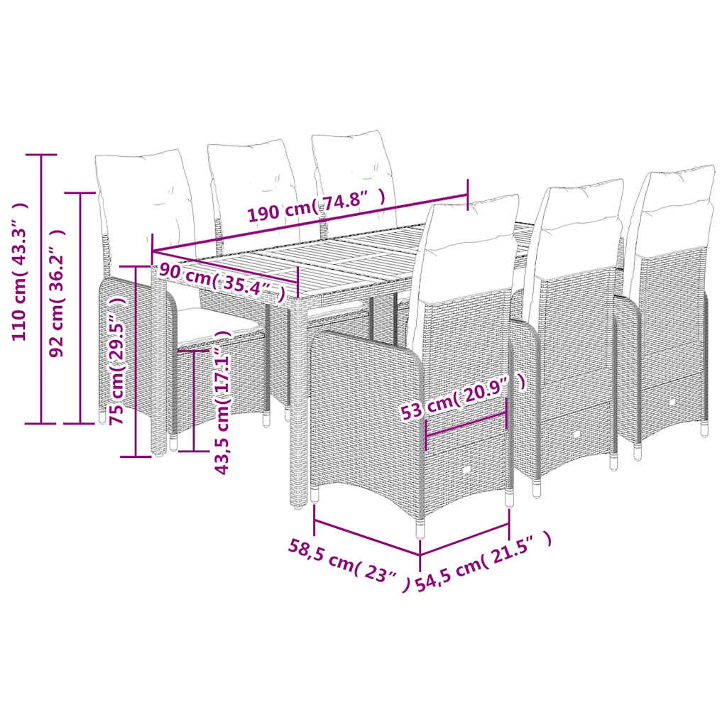 8721102487514_g_en_hd_5 vidaXL 7 Piece Garden Bistro Set with Cushions Grey Poly Rattan - Image 7