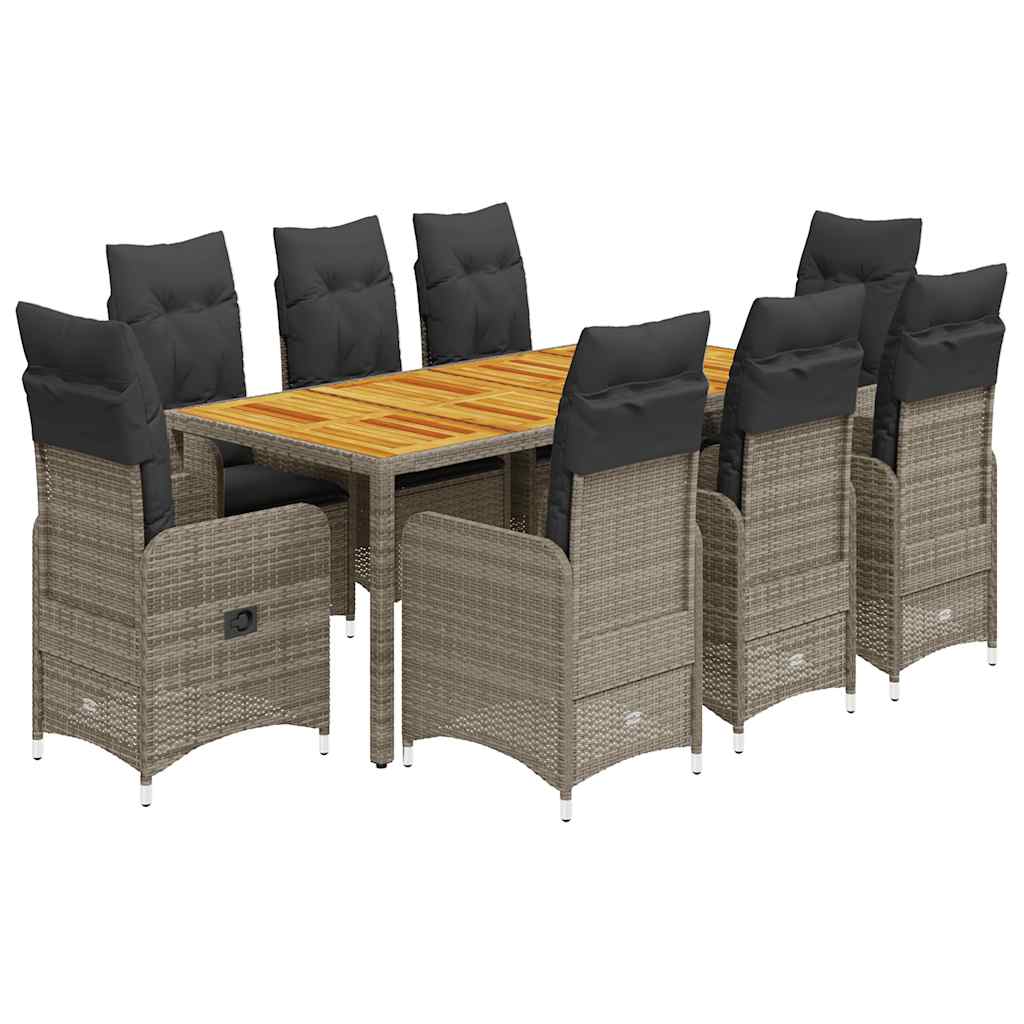 8721102487521_a_en_hd_1 vidaXL 9 Piece Garden Bistro Set with Cushions Grey Poly Rattan - Image 2