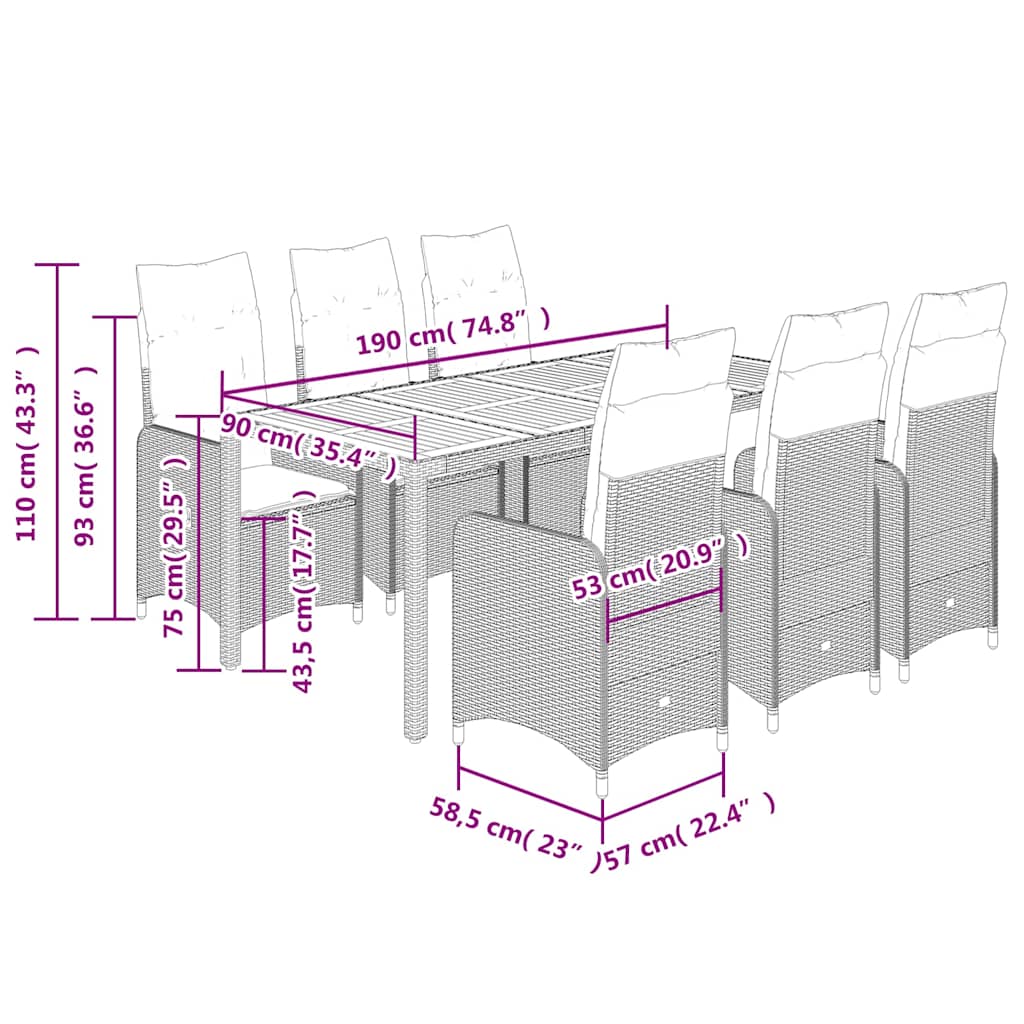 8721102487538_g_en_hd_10 vidaXL 9 Piece Garden Bistro Set with Cushions Grey Poly Rattan - Image 12