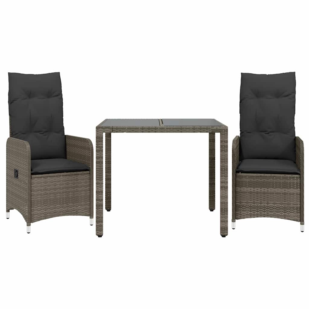 8721102487576_a_en_hd_1 vidaXL 3 Piece Garden Bistro Set with Cushions Grey Poly Rattan - Image 2